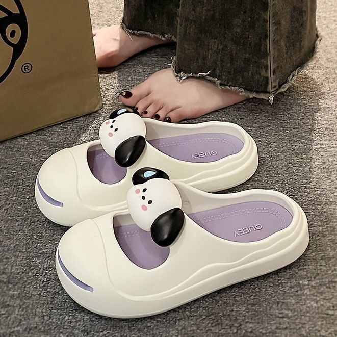 New Cartoon Hole Shoes With Cute Little Milk Dog Pattern For Home Use Slippers and Slippers For Casual Outwear