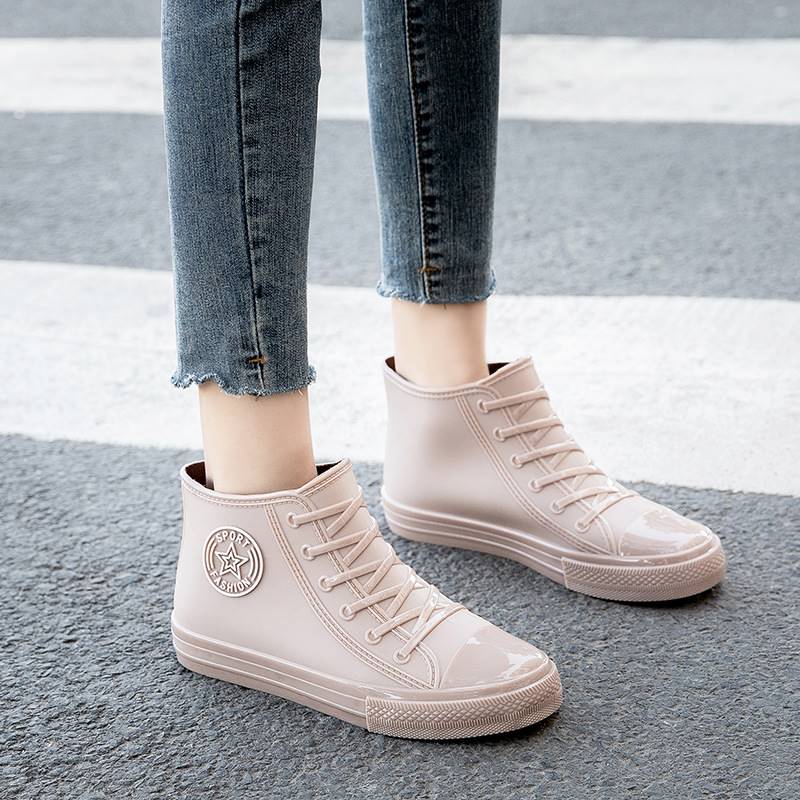 New Rain Boots Women's Adult Short ??îTube Stylish Water Shoes Outdoor Rain Boots for Female Students Waterproof Work Rubber Shoes