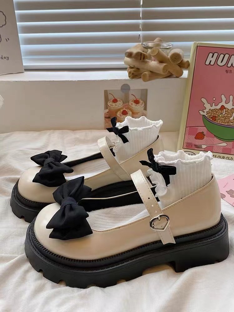 Big toe shoes sweet cool Mary Jane leather shoes 2023 Summer Japanese women's jk platform women's shoes thin bow single shoes