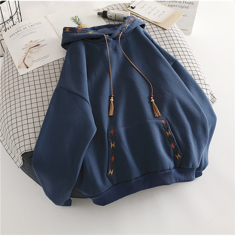 2023 Winter New hooded all-matching sweater Korean style loose all-matching top