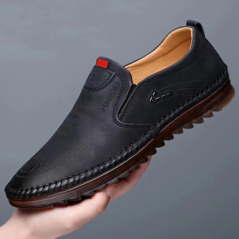 Spring and summer men's leather shoes slip-on business soft bottom driving shoes versatile casual soft leather men's shoes peas shoes