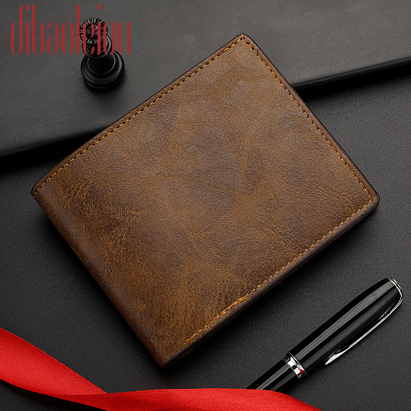 Retro Men's Wallet Multiple Pockets Classic Business PU Leather Zipper Credit Card Wallet Two -fold Horizontal Money Clip