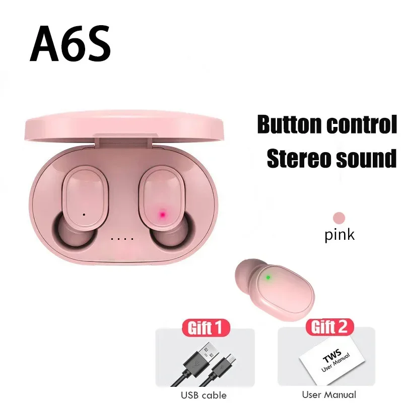 TWS A6S Headset Wireless Earphones Bluetooth Headphones Sport Stereo Fone Bluetooth Earbuds for Xiaomi Huawei