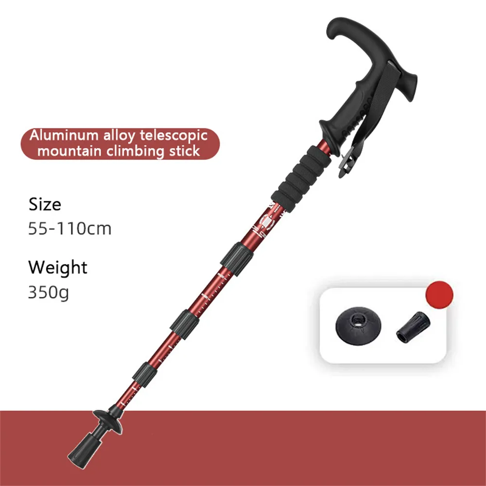 4-Section Portable Outdoor Fold Trekking Pole Walking Hiking Stick Alloy Telescopic Club For Elderly Camping Walking Poles 1PC