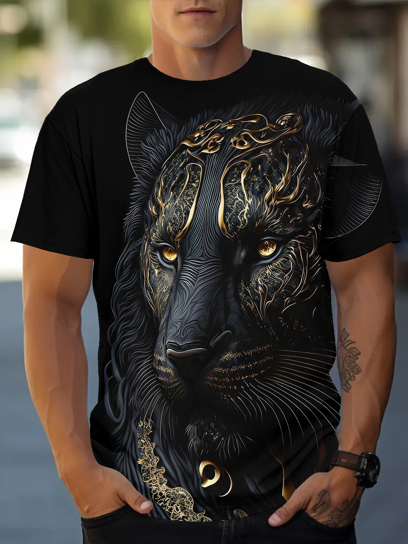 Daily Oversized Men's T-Shirt 3D Lion Print Tees Tops Summer Casual Animal Pattern Streetwear New Fashion Street Men Clothing
