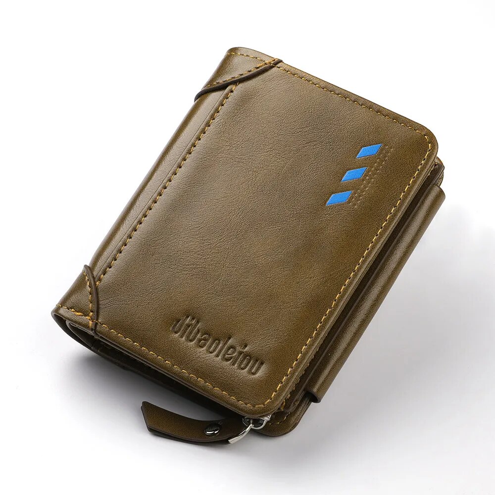 Men's Wallet Fashion Pu Soft Leather Wallet Card Holder Zipper Coin Pocket Coin Wallet Multi Card Wallet Gift Men's Wallet