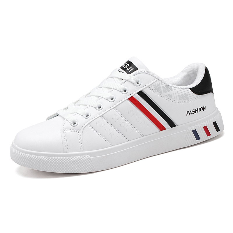 Men's Casual Sports Shoes for Men Lightweight PU Leather Sneakers  Breathable Mens Flat WhiteTennis Shoes