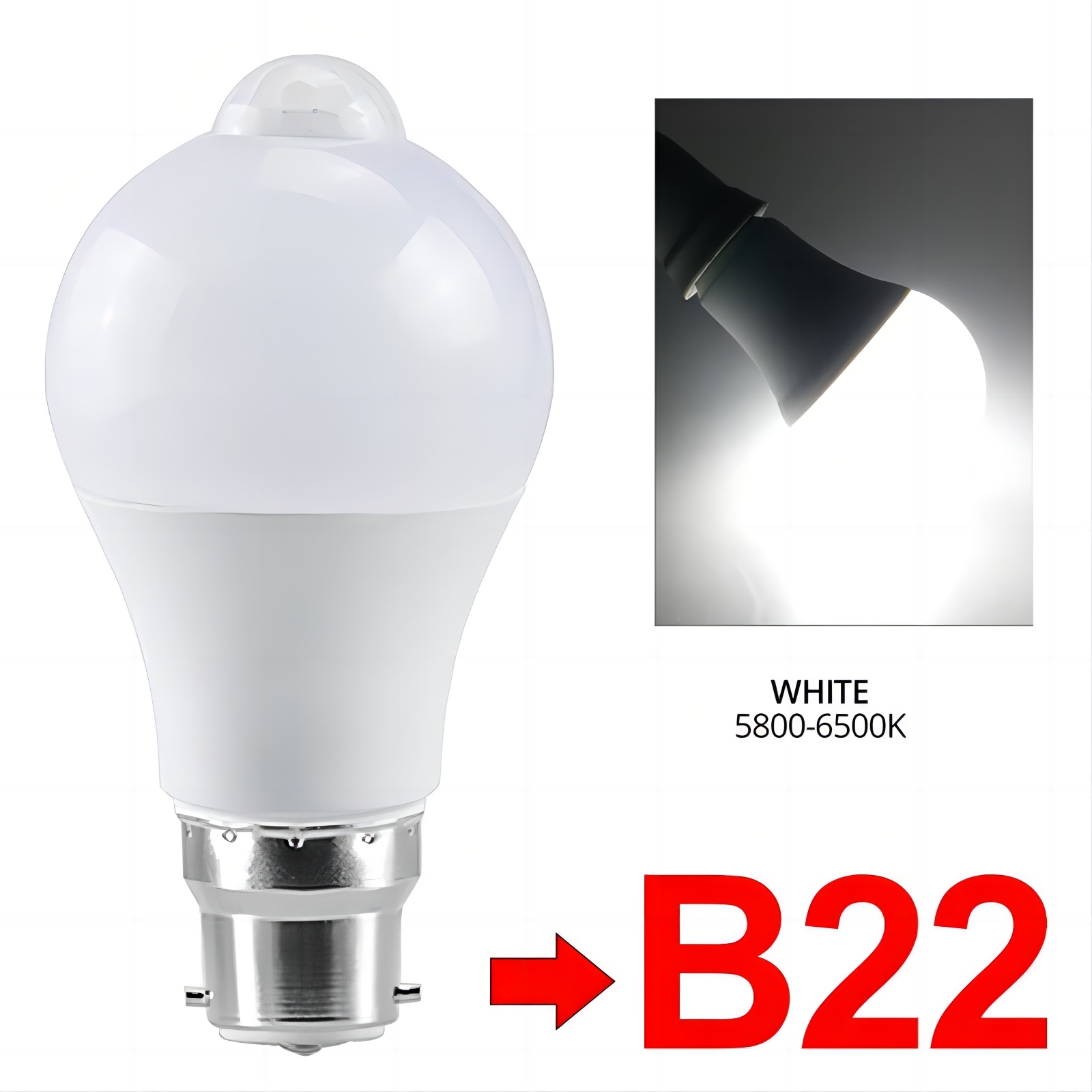 Smart Led Light Bulb PIR Motion Sensor E27 E26 B22 12W 85-265V Lamp for Porch Garage Stairs Hallway Dusk to Dawn Security Bulb