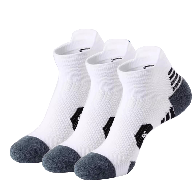 3 Pairs Professional MEN'S Sports Socks Outdoor Running Fitness Climbing Thick Quick Drying Towel Short Socks for Man 39-45