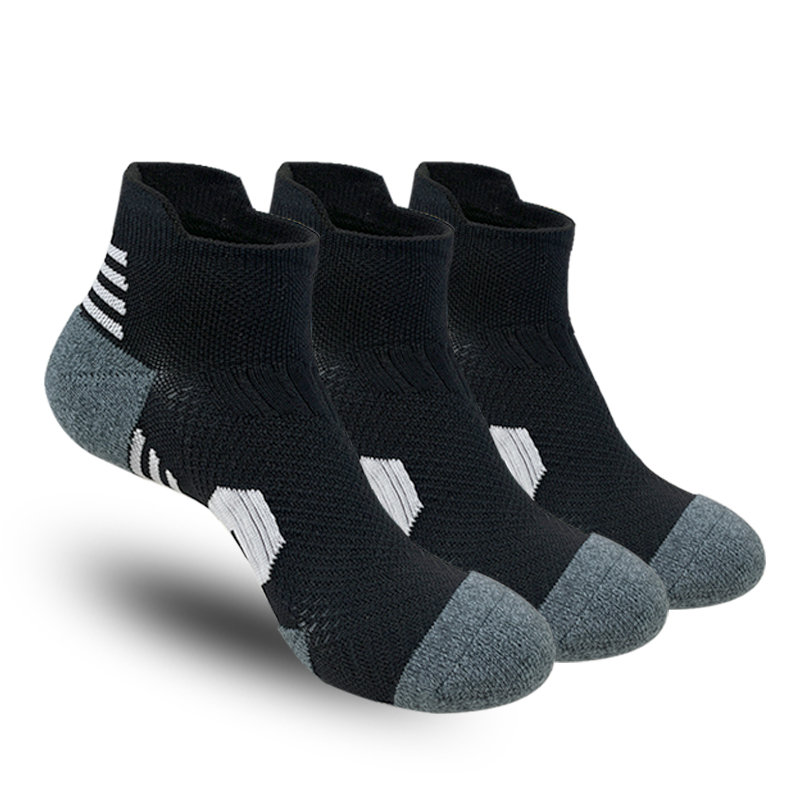 3 Pairs Professional MEN'S Sports Socks Outdoor Running Fitness Climbing Thick Quick Drying Towel Short Socks for Man 39-45