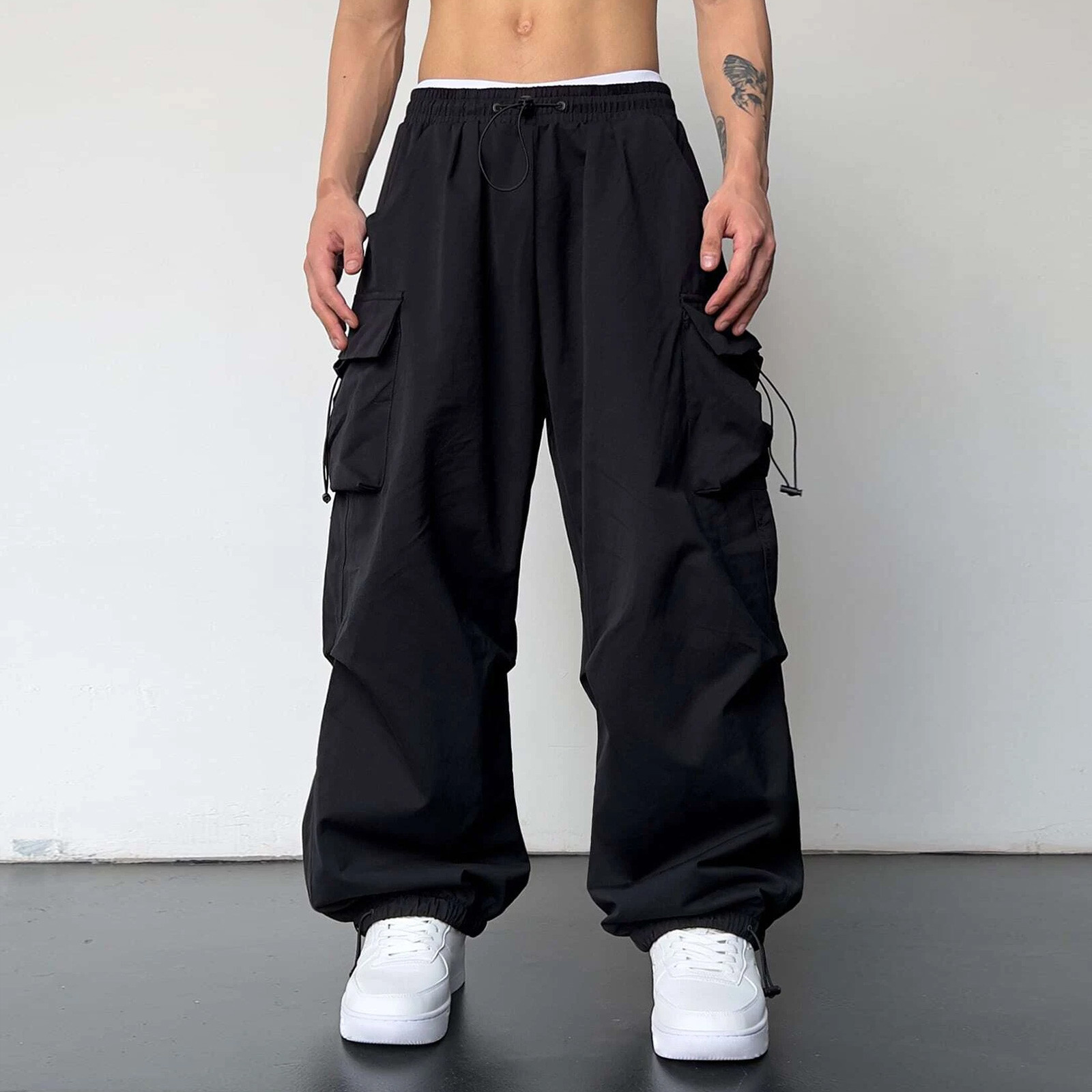 Oversized Cargo Parachute Pants Men Streetwear Vintage Y2k Hip Hop Wide Leg Joggers Baggy  Casual Sweatpants Cargo Pants